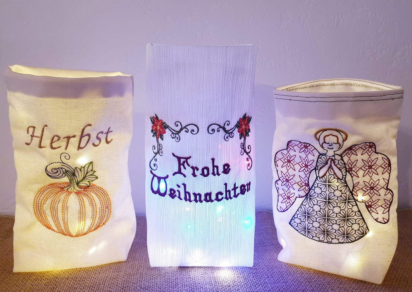 Lichterbeutel ITH Set Engel Herbst Kürbis Weihnachten 16x26