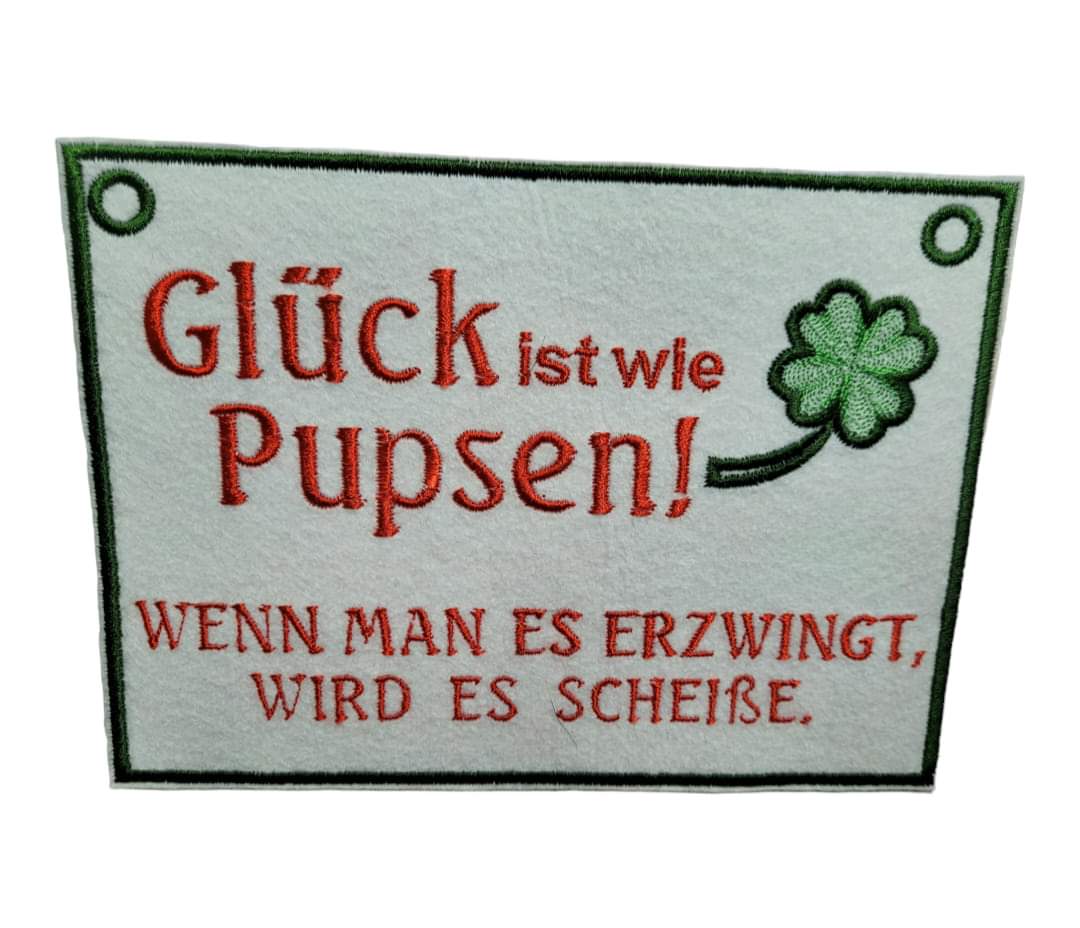 Schild ITH Glück Pupsen 13x18