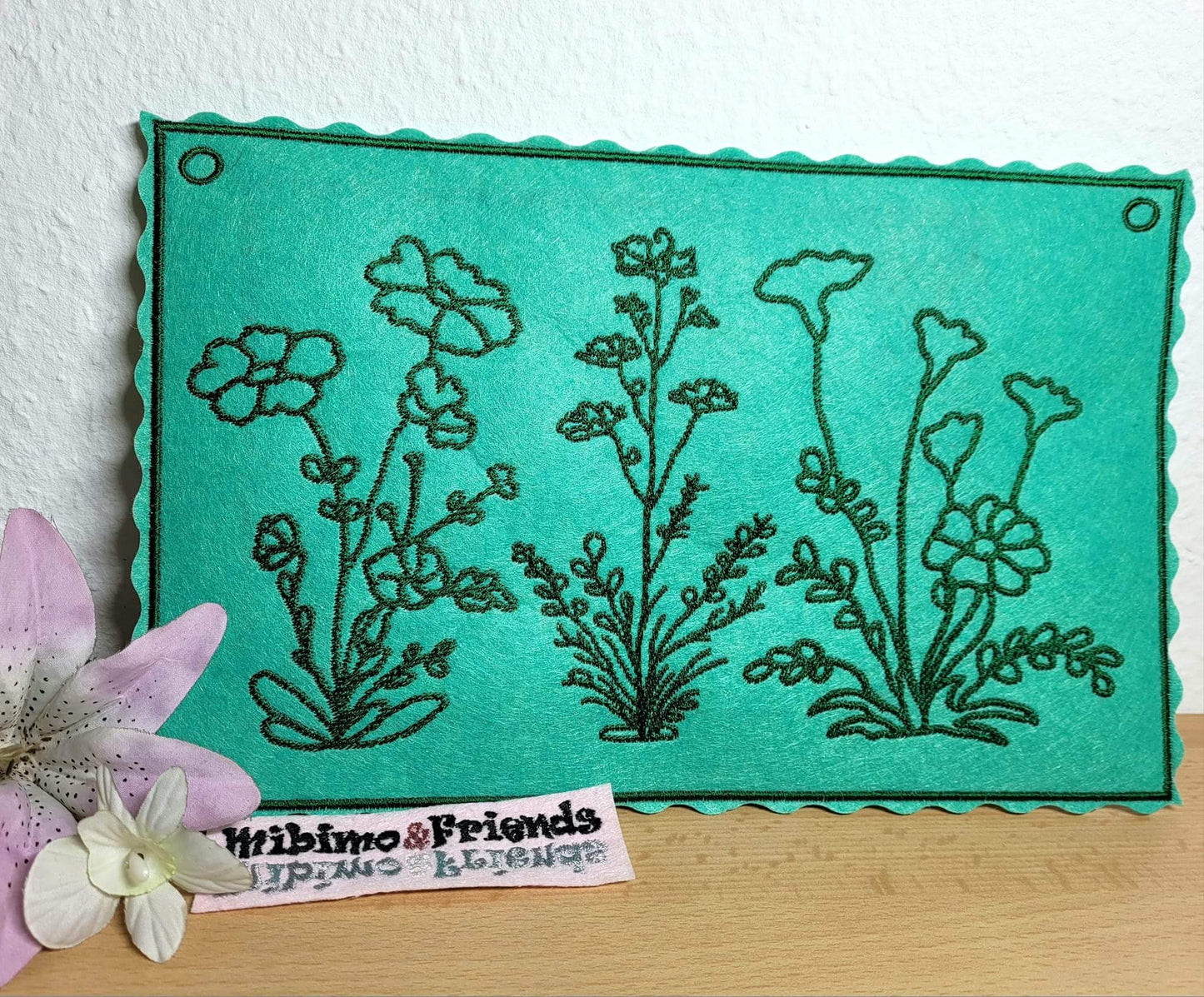Frühling Blumen Schild ITH Motiv Set Klötzchenmotiv Drei Motive