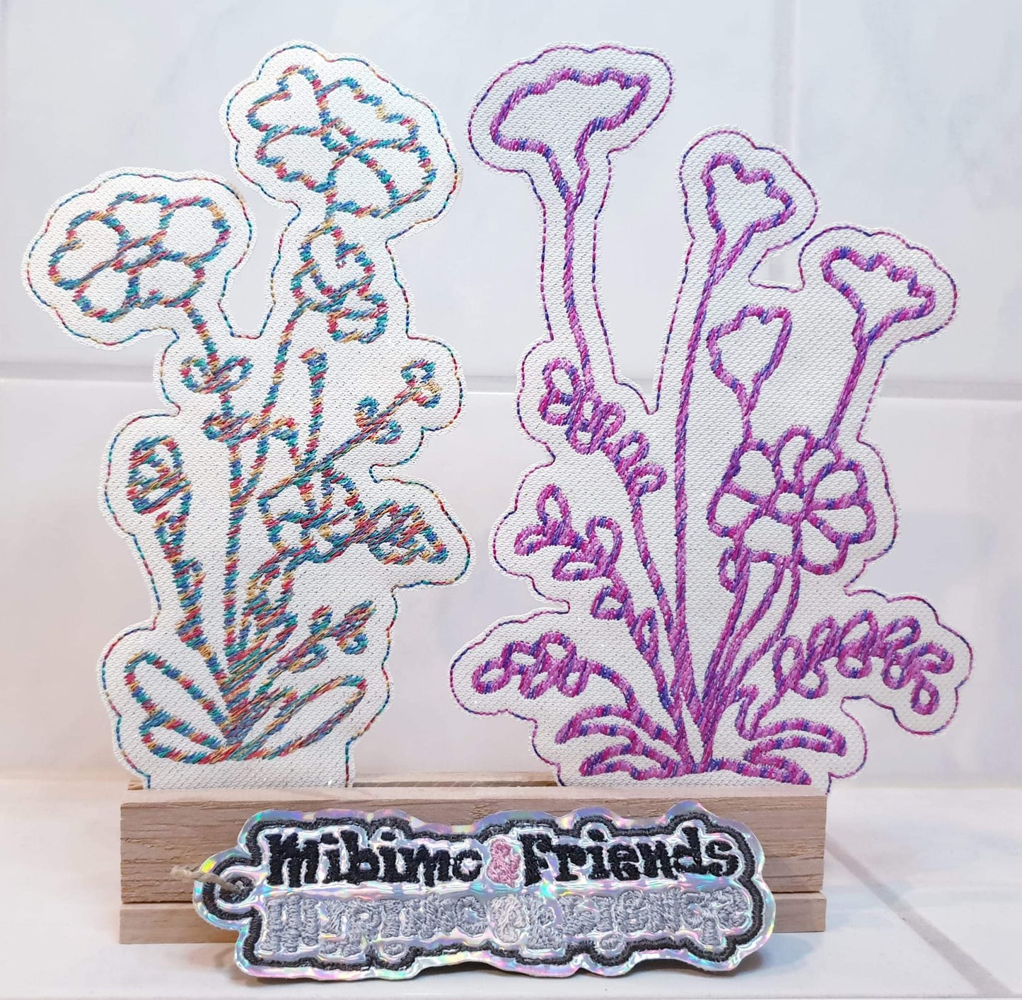 Frühling Blumen Schild ITH Motiv Set Klötzchenmotiv Drei Motive