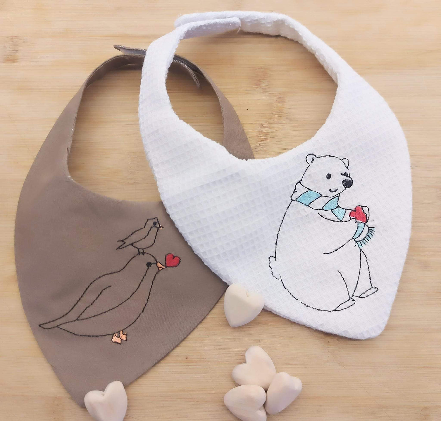 ITH Halstuch Set mit Motiv Bär Vogel Pinguin Herz Liebe