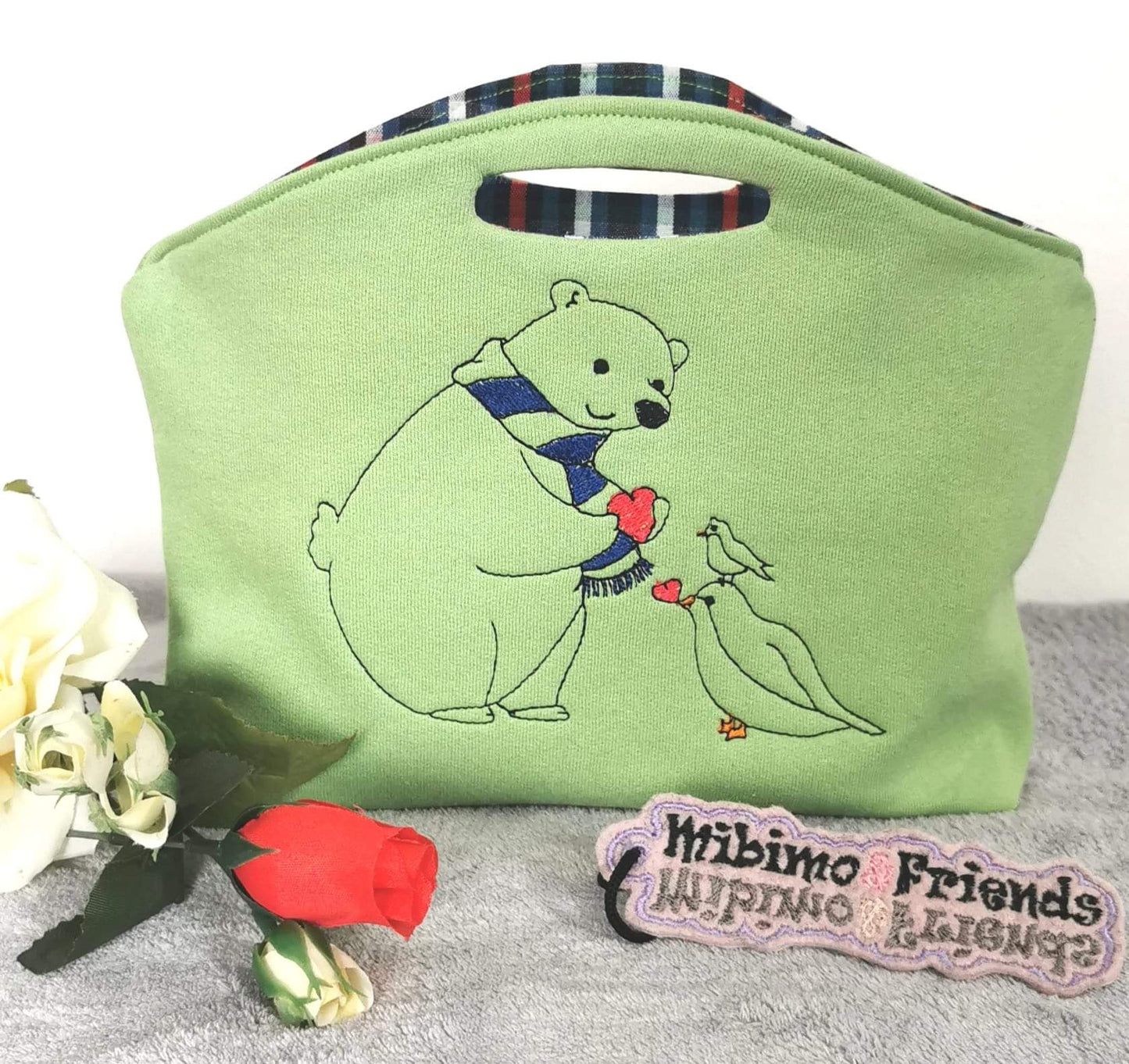 ITH Halstuch Set mit Motiv Bär Vogel Pinguin Herz Liebe