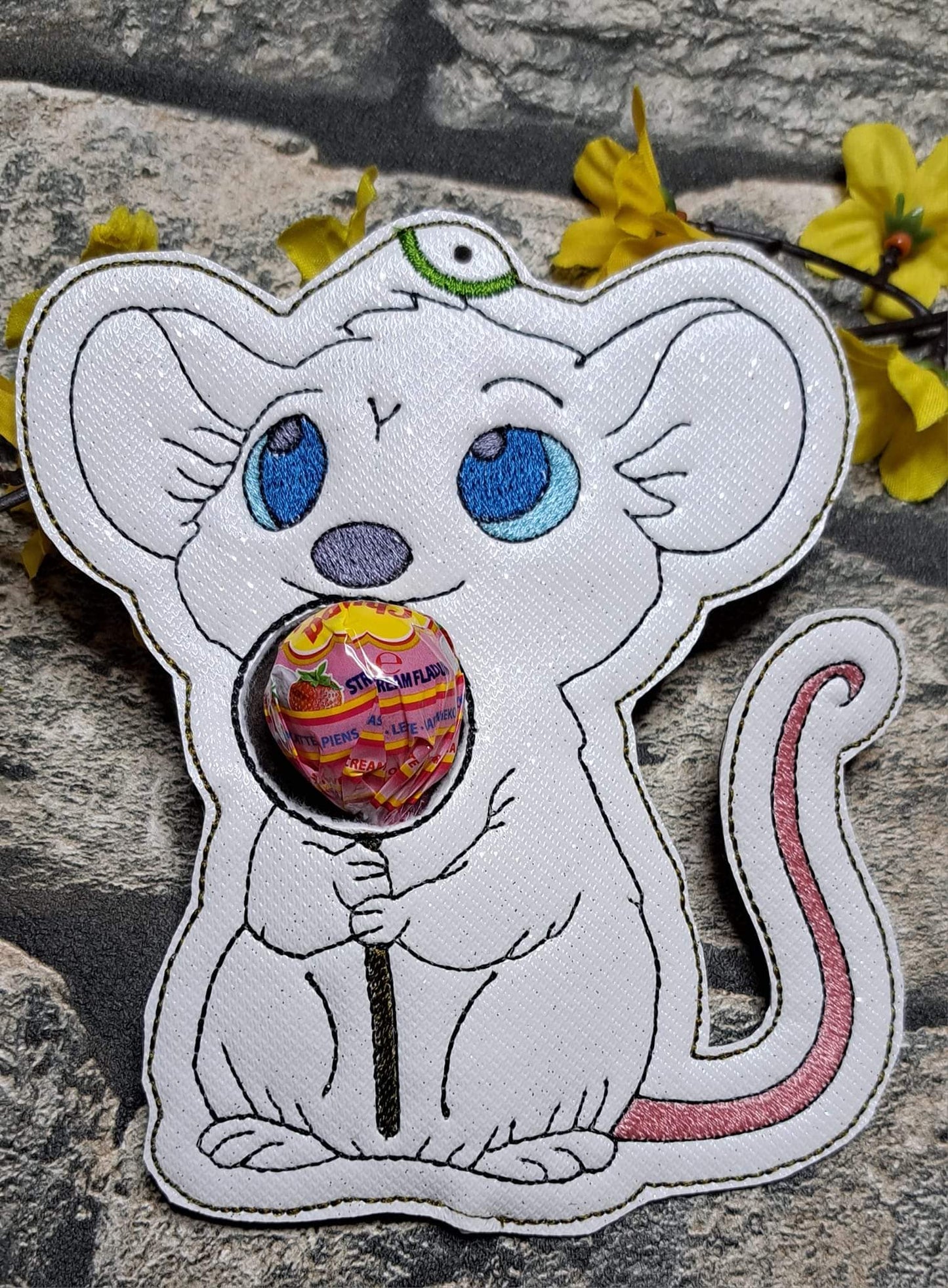 Maus mit Lolli ITH und Stickmotiv alle Größen ab 10x10