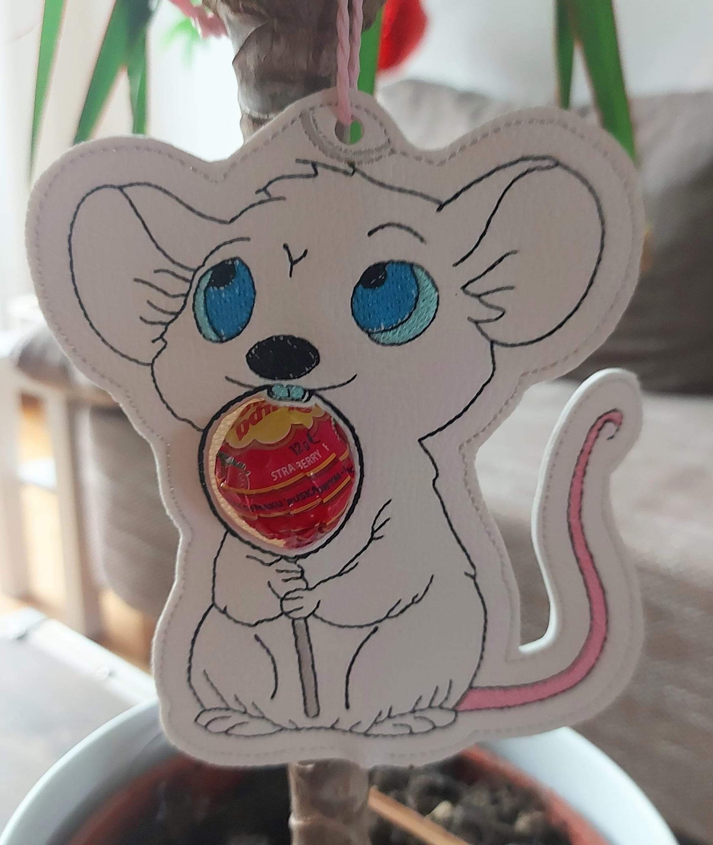 Maus mit Lolli ITH und Stickmotiv alle Größen ab 10x10