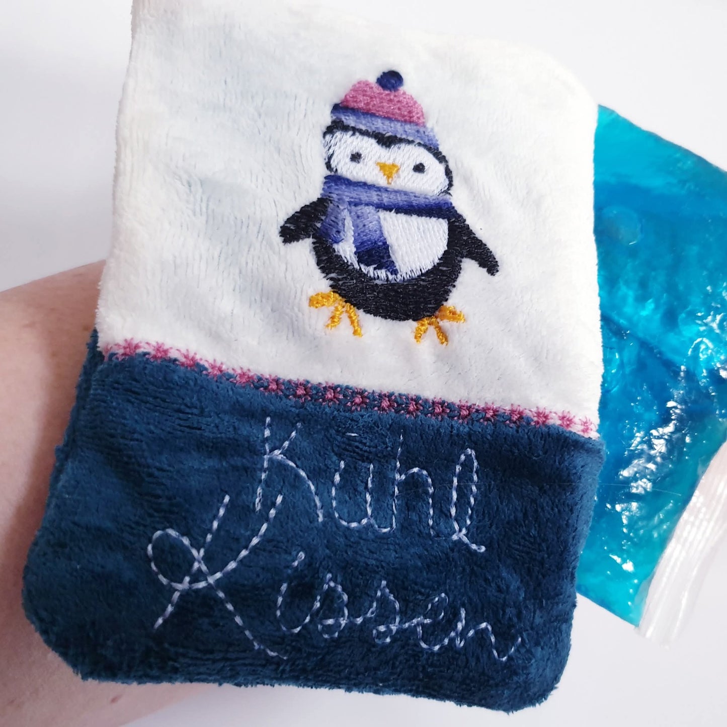 Hülle für Kühlpads /Wärmepads 8,5x14,5 cm, Blanko und Motiv Pinguin