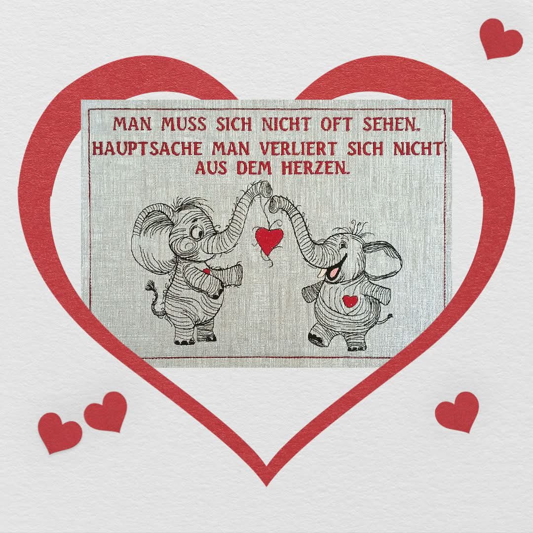 Elefanten Freundschaft ab 13x18 in 2 Versionen plus Schild ITH