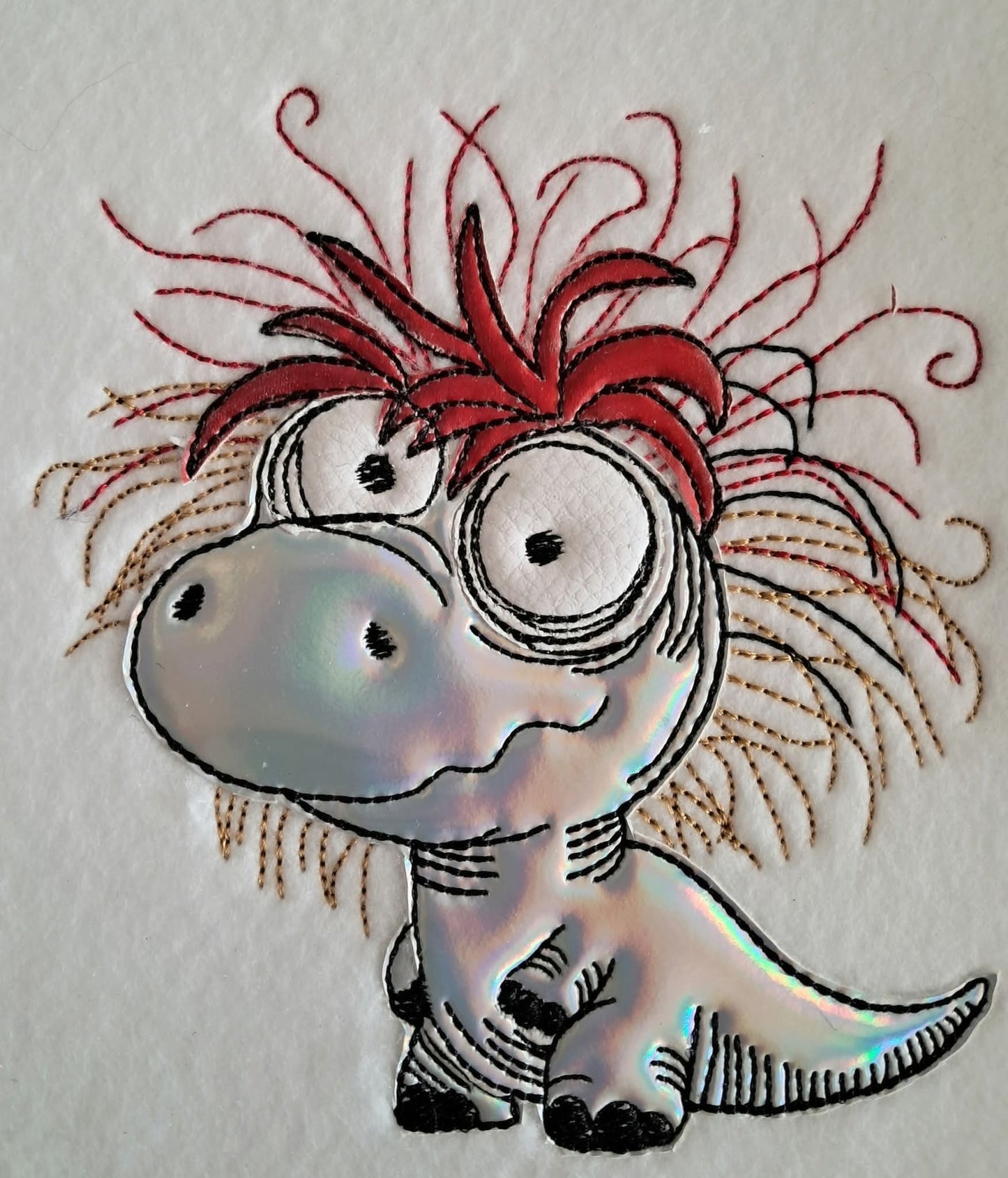 Crazy Dino Schild ITH 20x20/16x26 und Motiv in 4 Größen ab 13x18 Applikation 50 60 70 80 Geburtstag