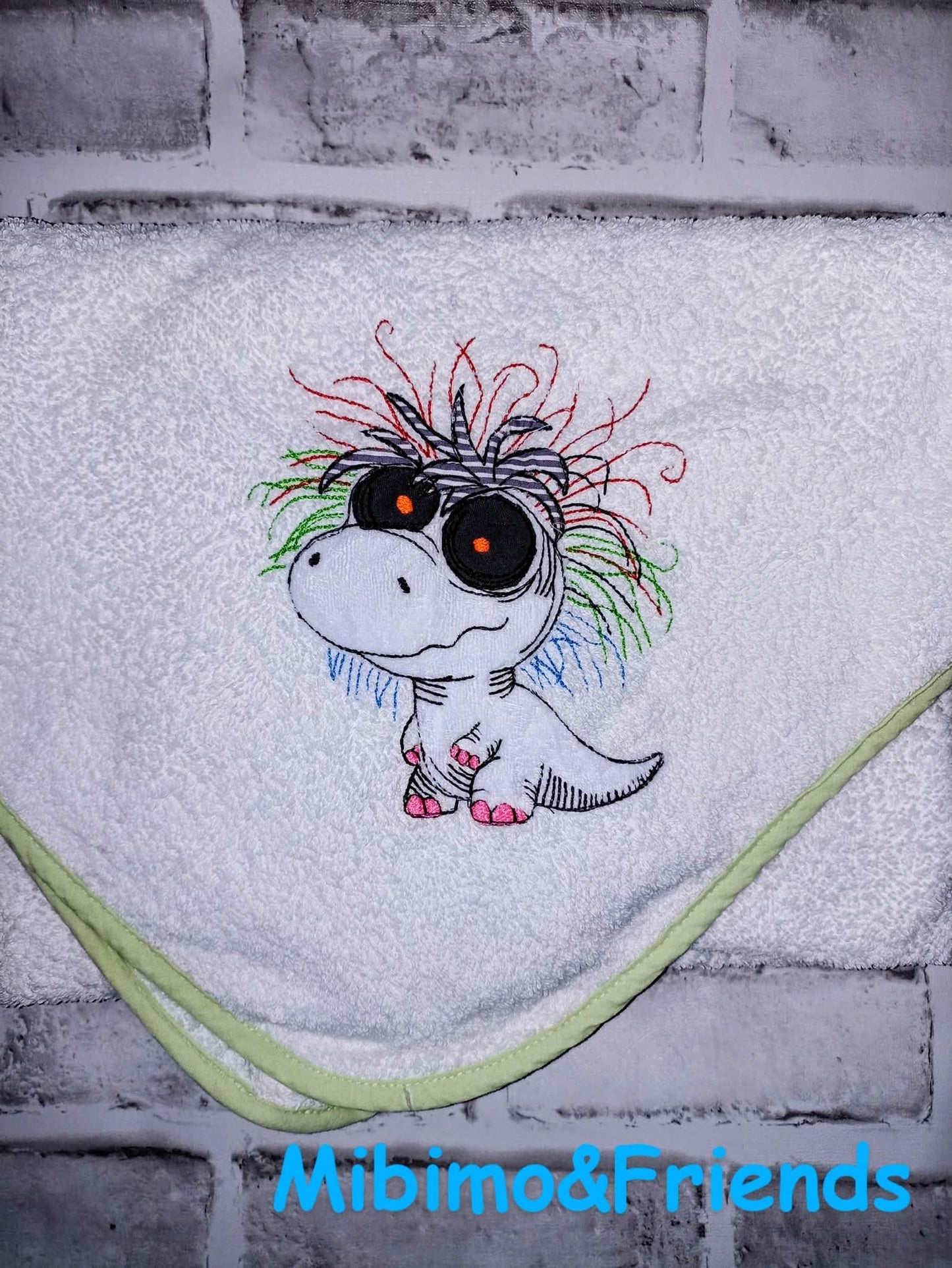 Crazy Dino Schild ITH 20x20/16x26 und Motiv in 4 Größen ab 13x18 Applikation 50 60 70 80 Geburtstag
