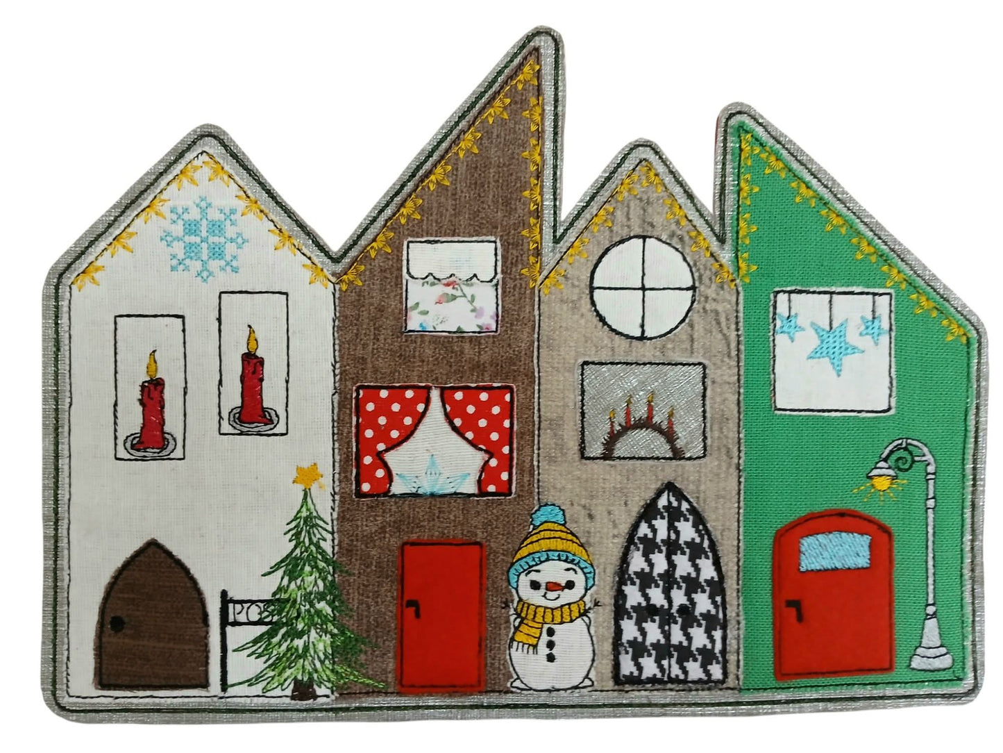 Applikation Häuserreihe 4 Jahreszeiten Winter Adventszeit Weihnachten 6 Größen ab 13x18