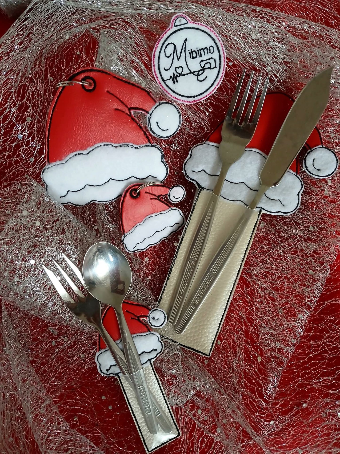 Set Weihnachten Weihnachtsmütze Geschenk ITH Anhänger
