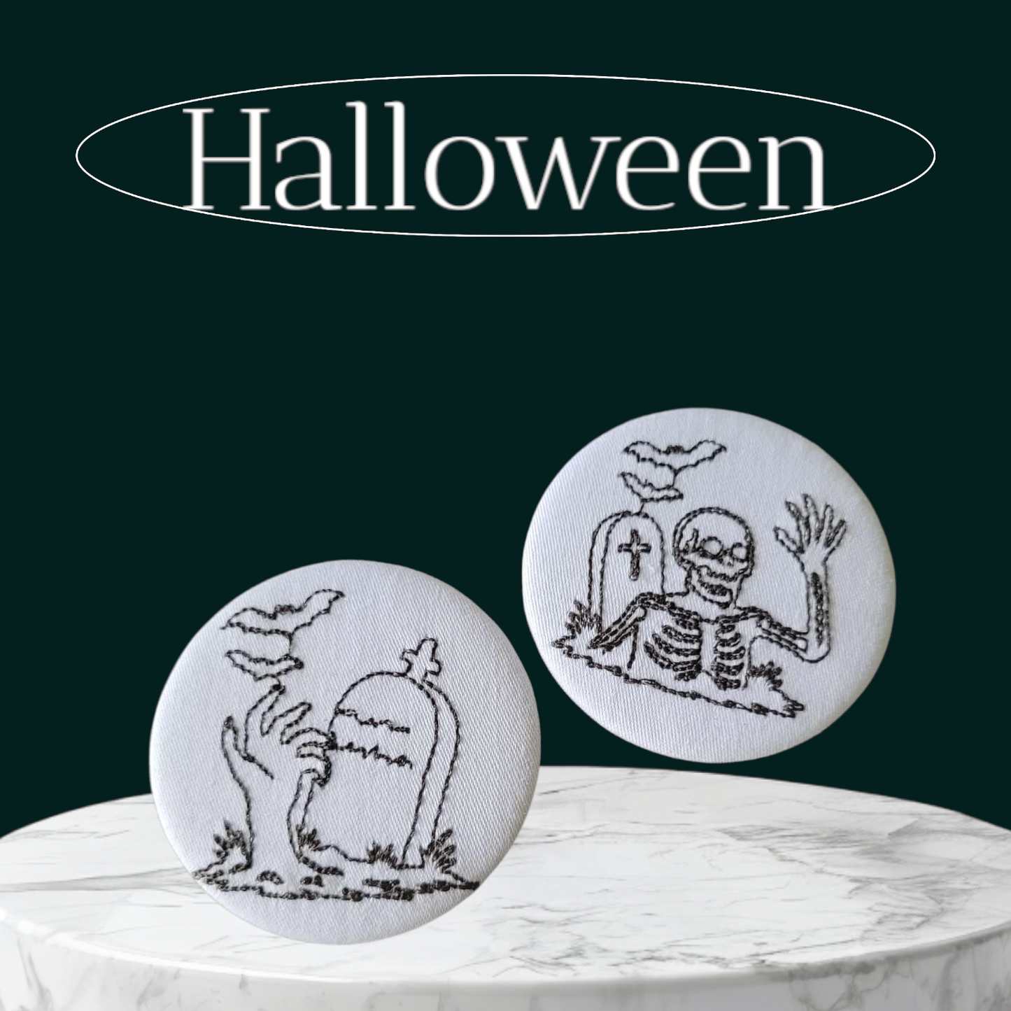 Stickdatei Set (10x10) für Buttons 25 MM und 59 MM Hobby, Halloween und Blanko plus ITH für 59 Button