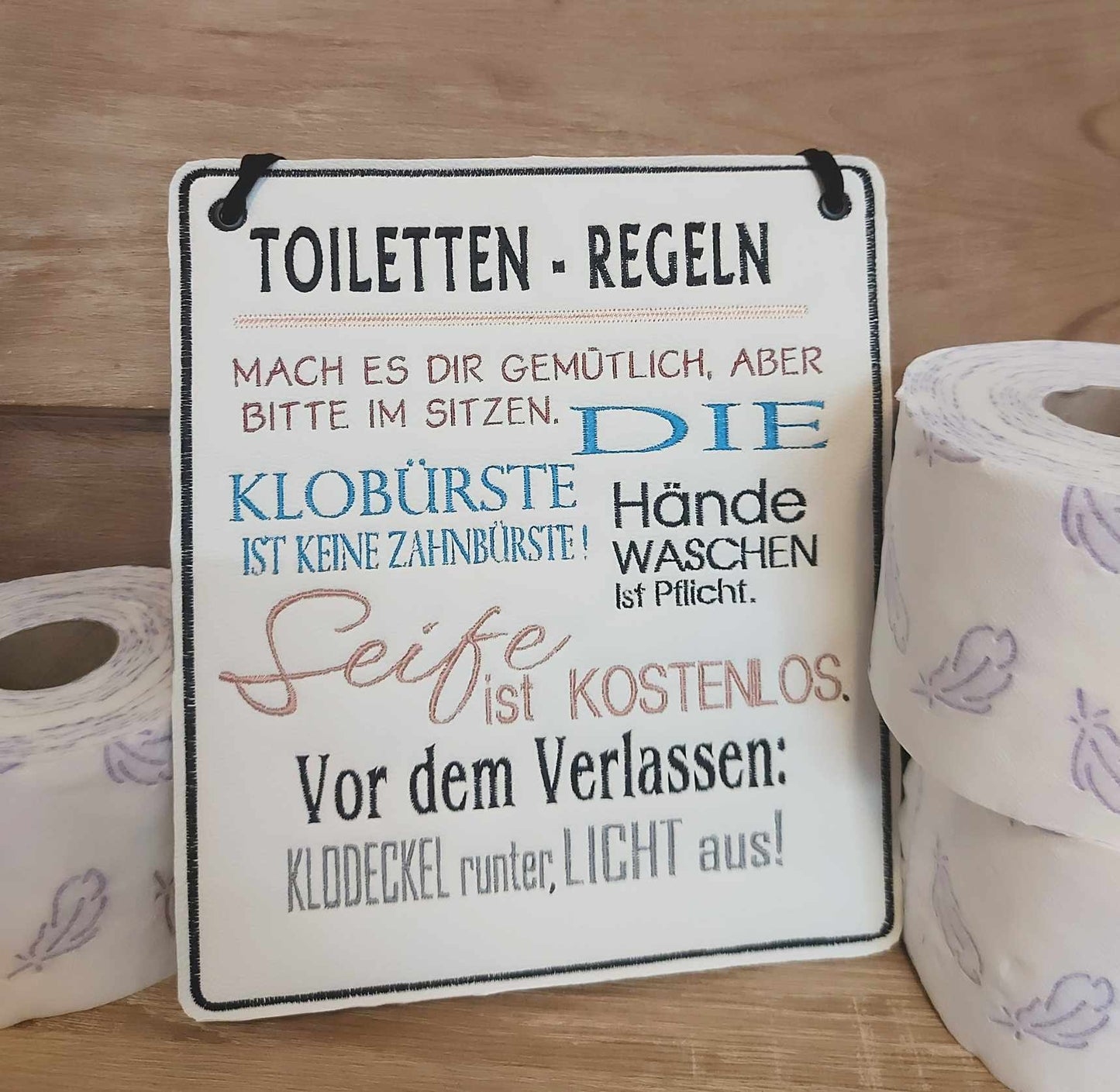 Toilettenregeln Schild 3 Größen 16x18, 20x22, 24x26