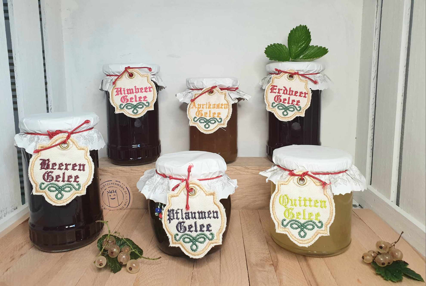 Schilder Marmelade Gelee ITH 4x7, 9x10 Himbeer Beeren Pflaumen Erdbeer Quitten Aprikosen Blanko