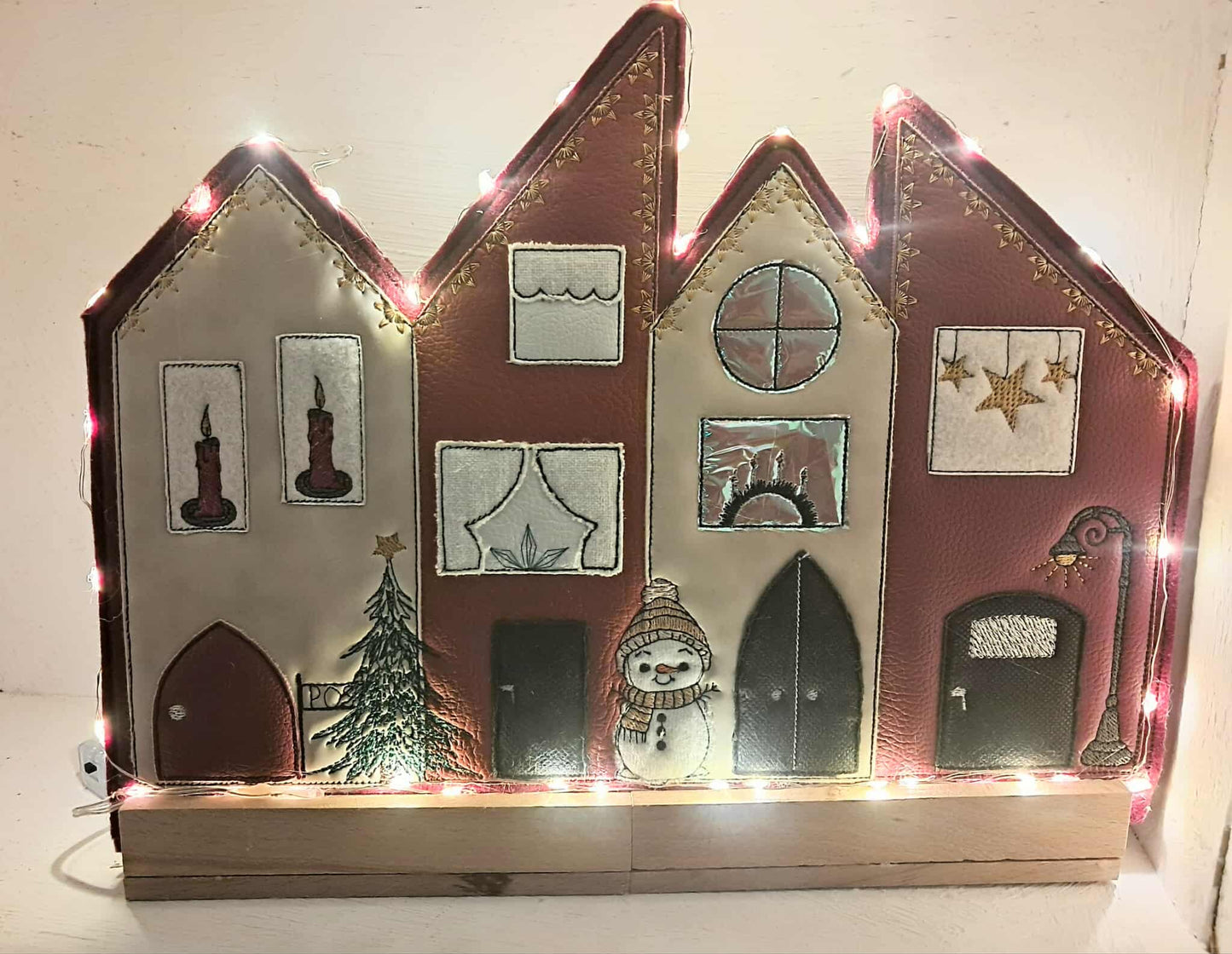 Applikation Häuserreihe 4 Jahreszeiten Winter Adventszeit Weihnachten 6 Größen ab 13x18