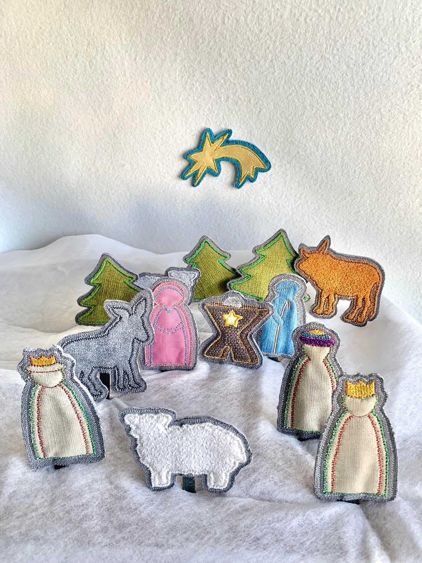 Krippe Stäbchendatei Set Maria und Josef, Jesus, Drei heiligen Könige