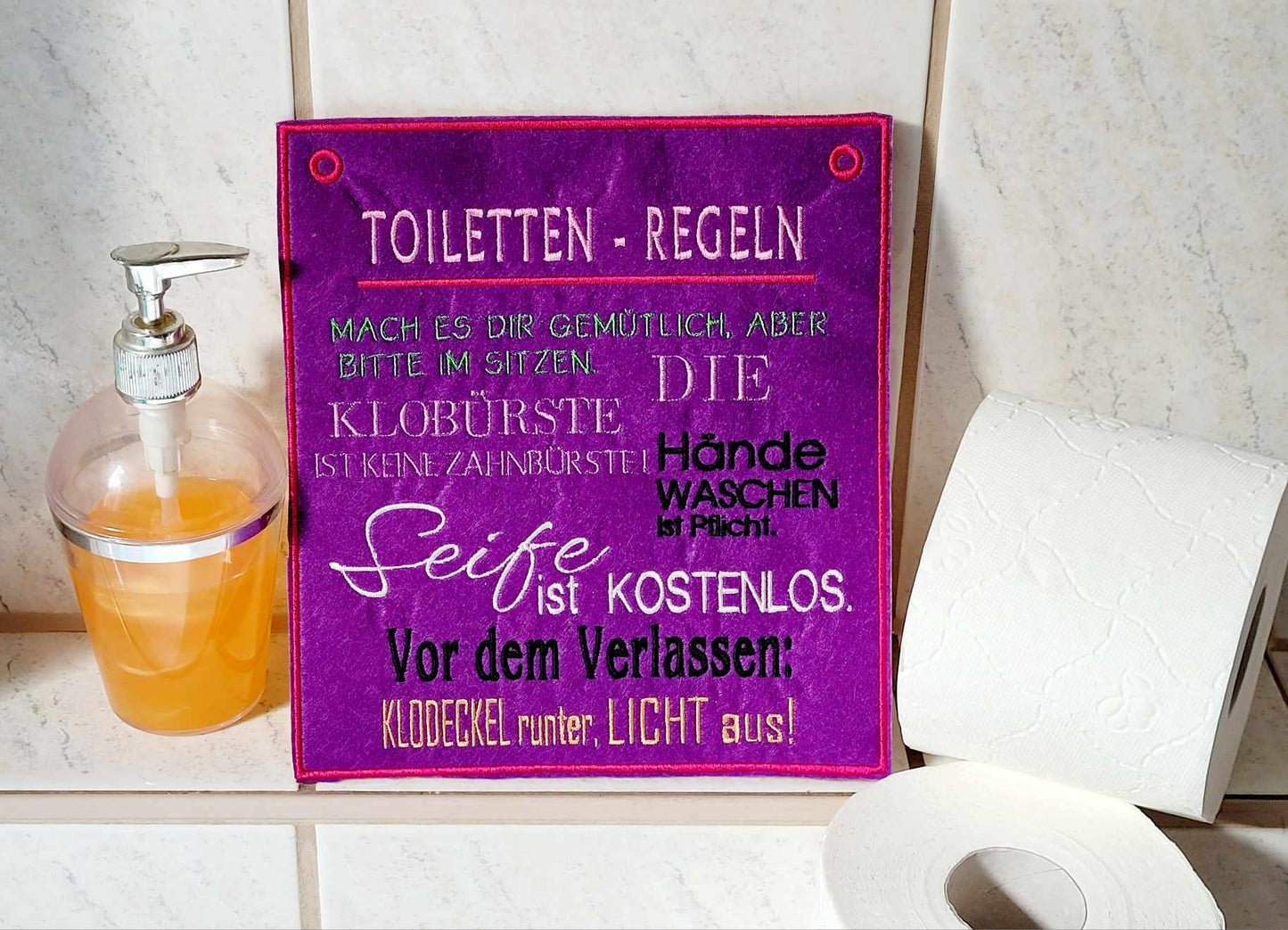 Toilettenregeln Schild 3 Größen 16x18, 20x22, 24x26