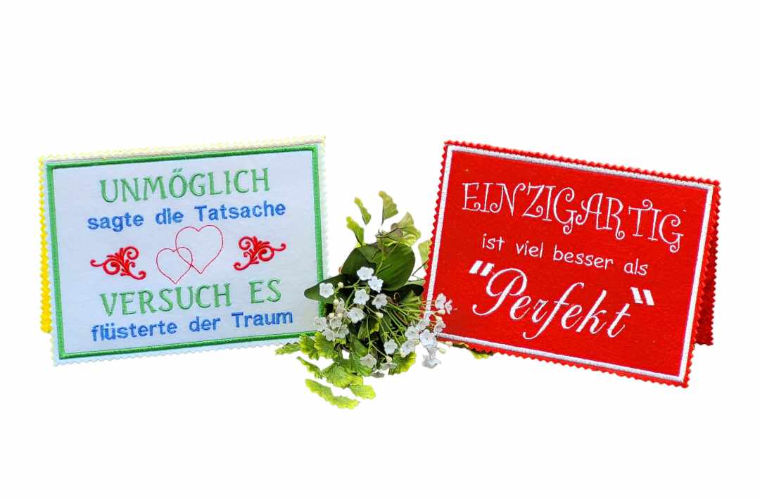 Karten Set 13x18 Schild Einzigartig Perfekt Versuch es Traum Unmöglich