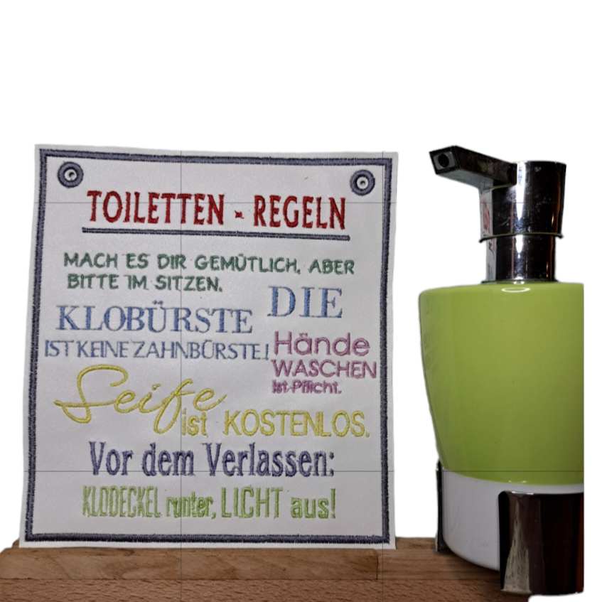 Toilettenregeln Schild 3 Größen 16x18, 20x22, 24x26