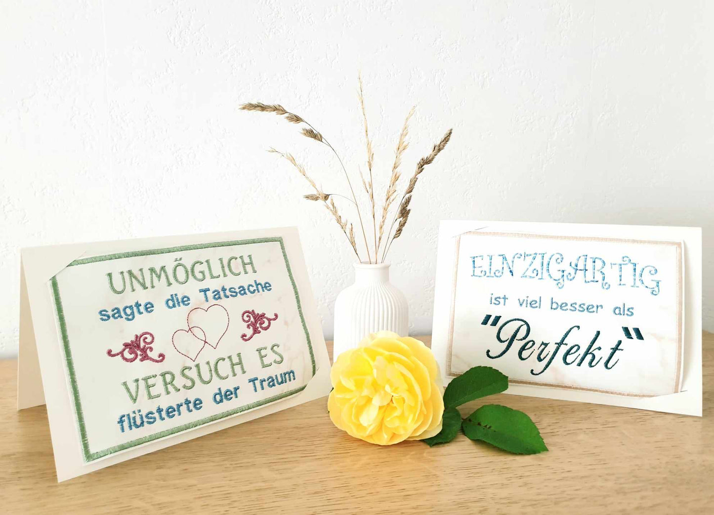 Karten Set 13x18 Schild Einzigartig Perfekt Versuch es Traum Unmöglich