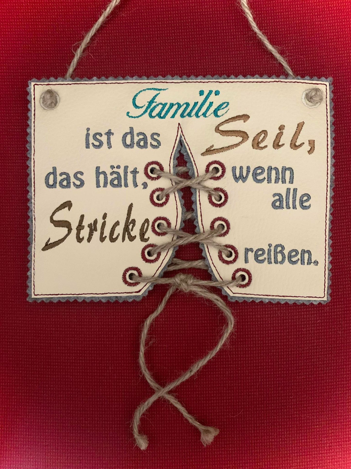 Schild Familie Seil Stricke 13x18 15x20 20x28 24x33