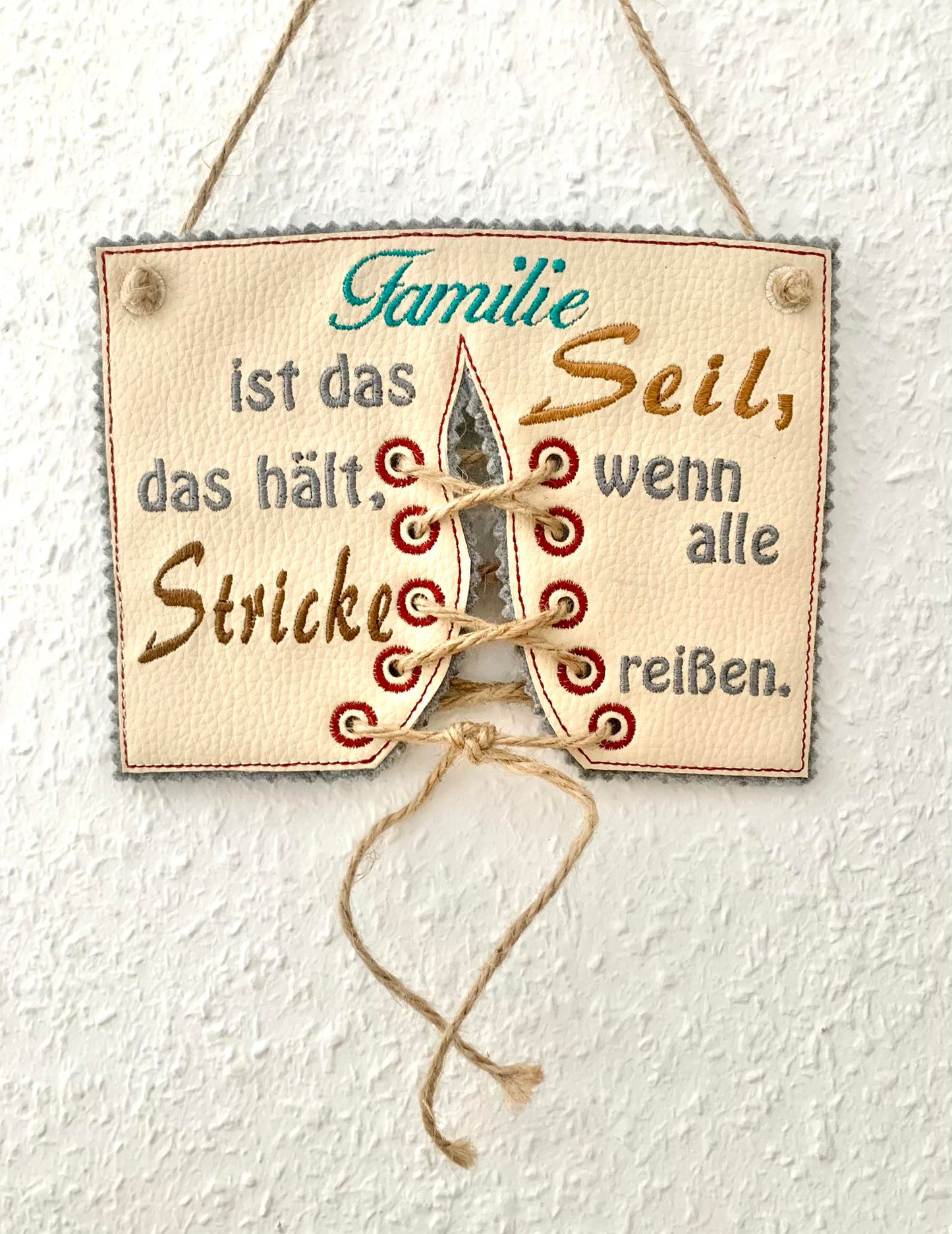 Schild Familie Seil Stricke 13x18 15x20 20x28 24x33