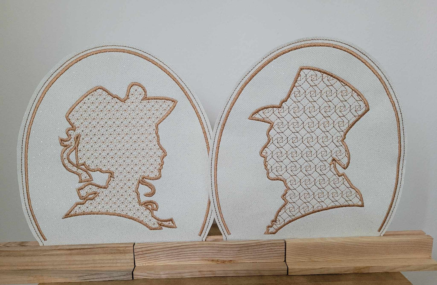 Klötzchendatei Silhouette Mann Frau Kopf Viktorianisches Paar 18x20 und 20x23