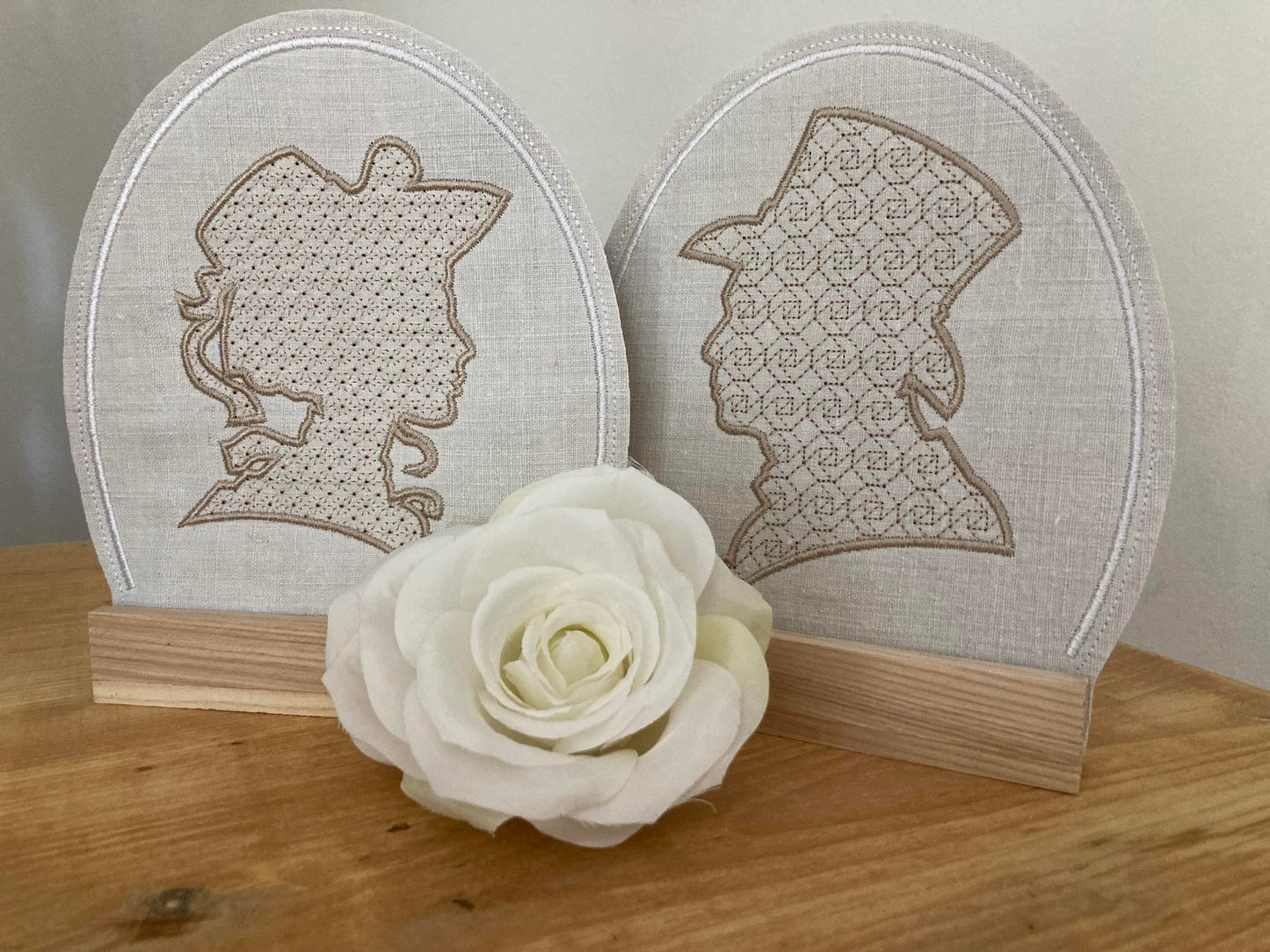 Klötzchendatei Silhouette Mann Frau Kopf Viktorianisches Paar 18x20 und 20x23