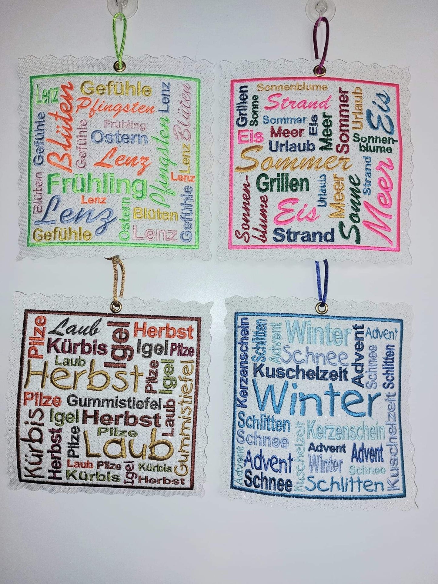 Wortspiel Jahreszeiten Frühling Sommer Herbst Winter 13x18
