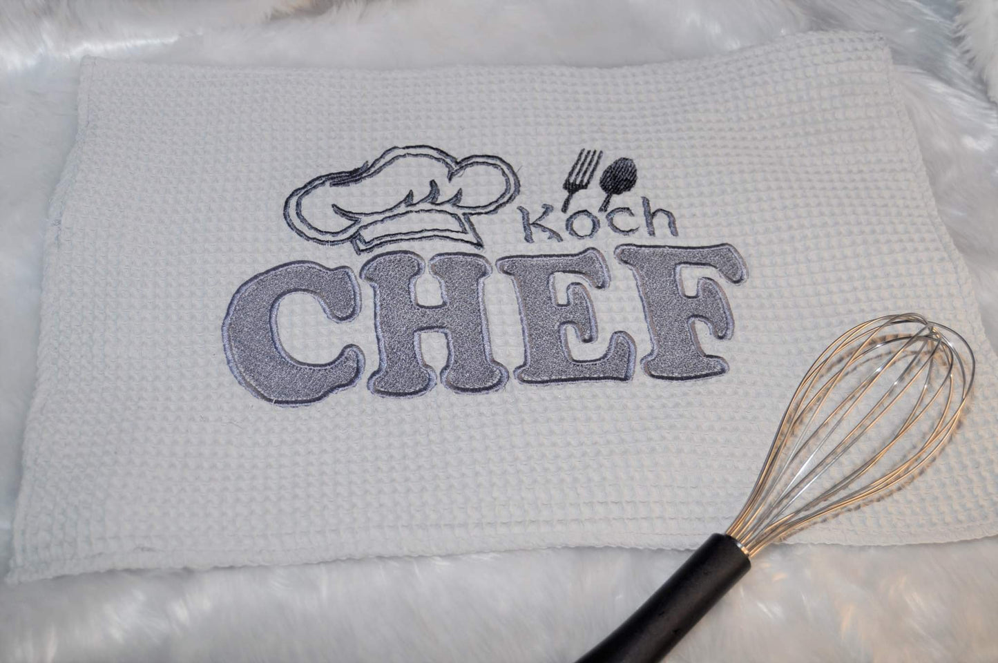 Lace in Stoff Text Chef Koch Mütze Buchstaben C H E F ab 10x10