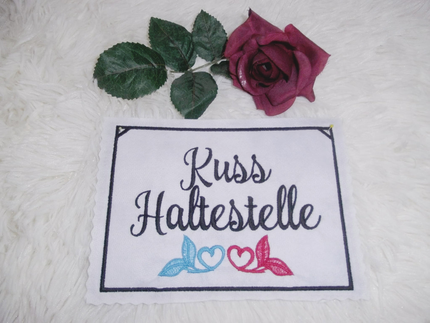 Kuss Haltestelle Schilder Set ITH 10x10 bis 24x36 Blanko