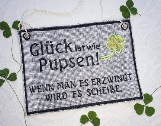 Schild ITH Glück Pupsen 13x18