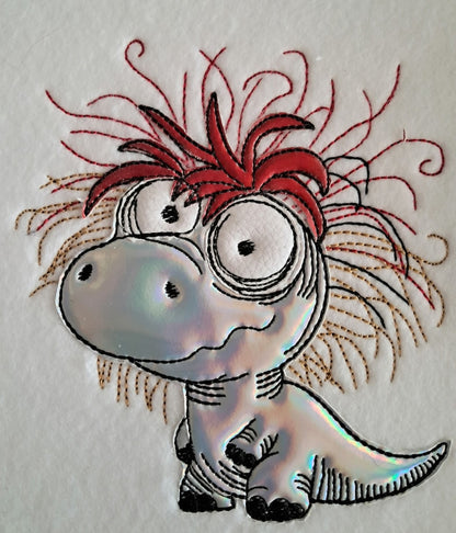 Crazy Dino Schild ITH 20x20/16x26 und Motiv in 4 Größen ab 13x18 Applikation 50 60 70 80 Geburtstag