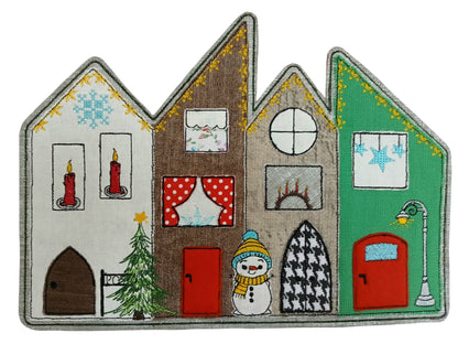 Applikation Häuserreihe 4 Jahreszeiten Winter Adventszeit Weihnachten 6 Größen ab 13x18