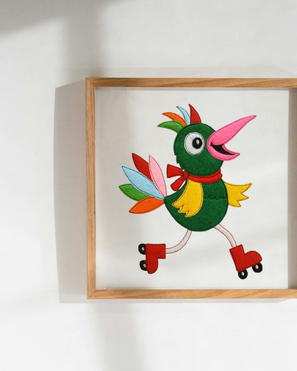 Applikation Vogel auf Rollschuhen ab 13x18 in 4 Größen