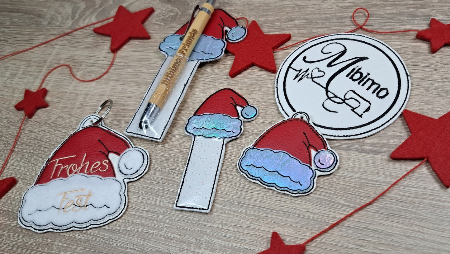 Set Weihnachten Weihnachtsmütze Geschenk ITH Anhänger