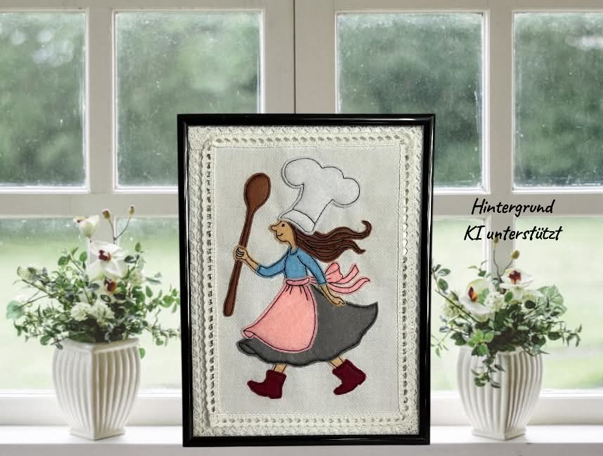 Frau Koch Applikation Köchin ab 13x18 in 7 Größen bis 20x36