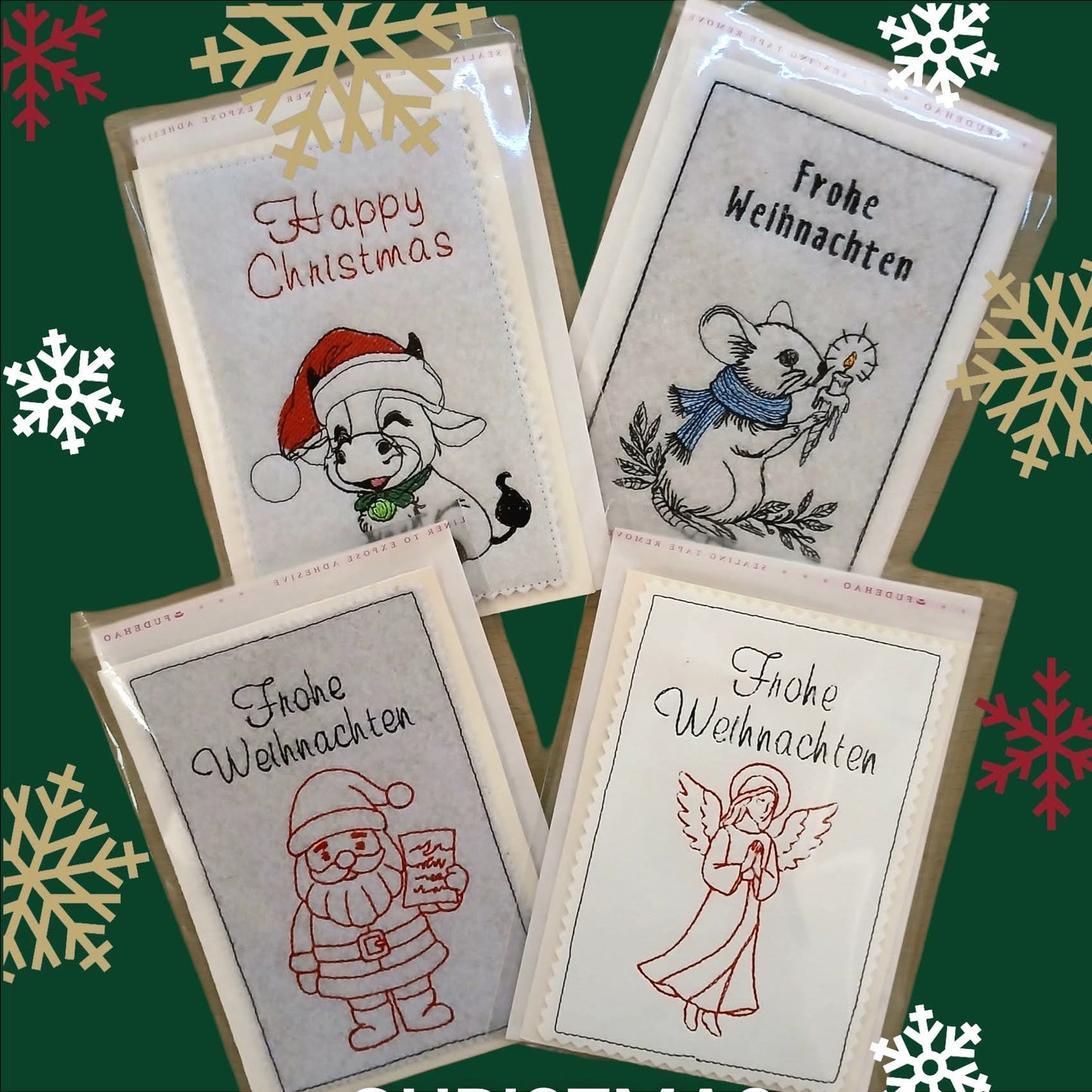 Karten Set Weihnachten Danke Von Herzen Maus Wichtel Fuchs Santa Kalb Engel 9x14 10x16