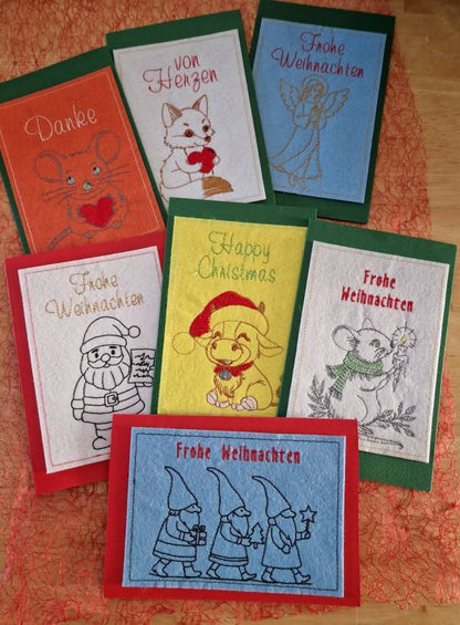 Karten Set Weihnachten Danke Von Herzen Maus Wichtel Fuchs Santa Kalb Engel 9x14 10x16