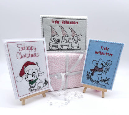 Karten Set Weihnachten Danke Von Herzen Maus Wichtel Fuchs Santa Kalb Engel 9x14 10x16
