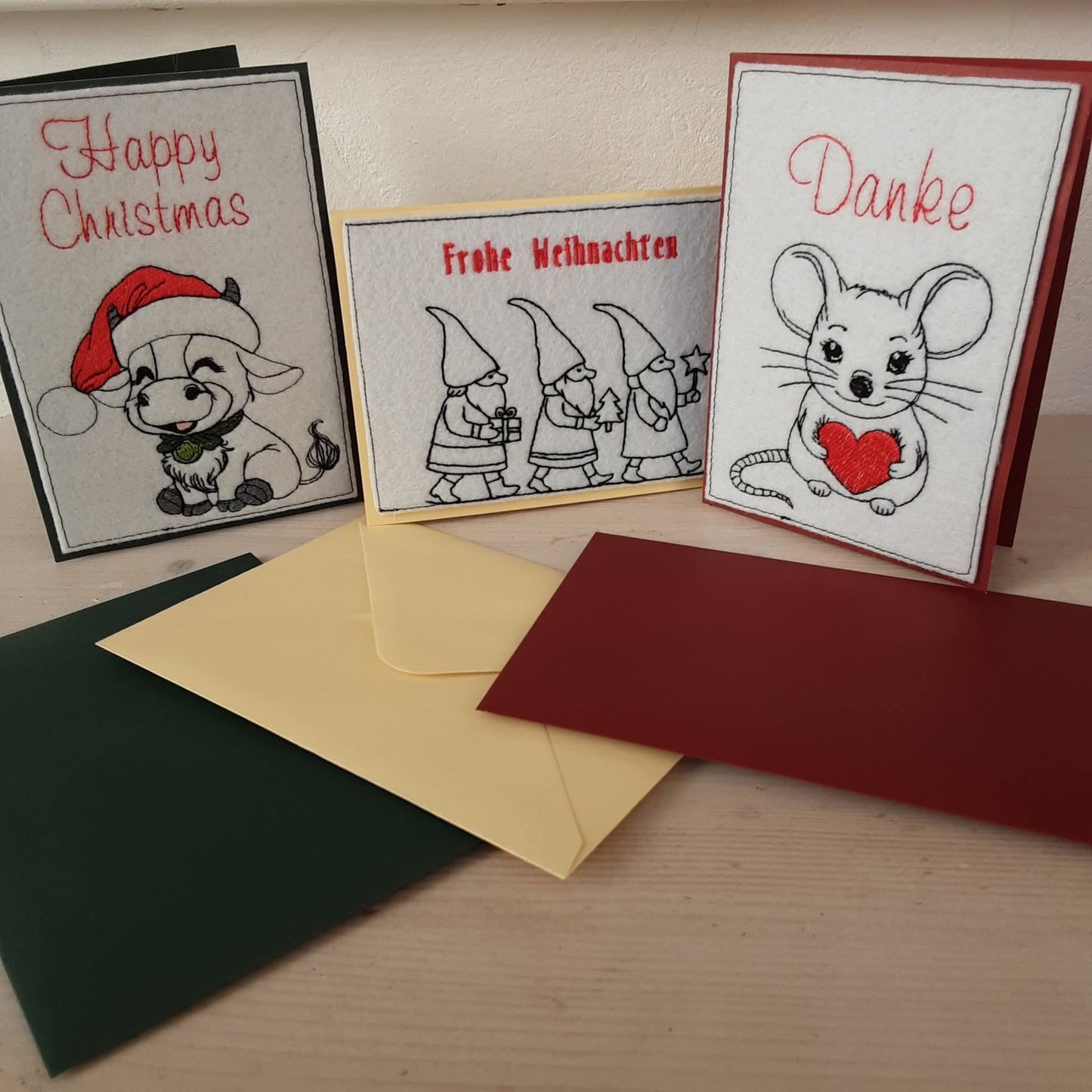 Karten Set Weihnachten Danke Von Herzen Maus Wichtel Fuchs Santa Kalb Engel 9x14 10x16