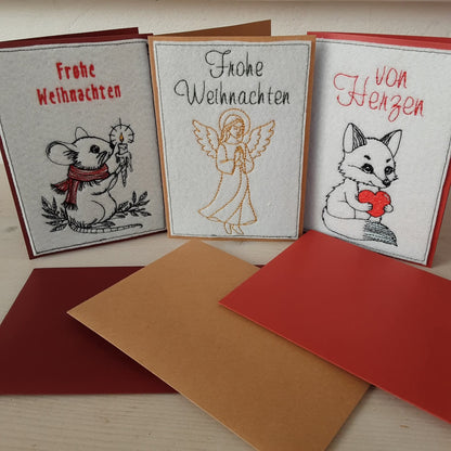 Karten Set Weihnachten Danke Von Herzen Maus Wichtel Fuchs Santa Kalb Engel 9x14 10x16