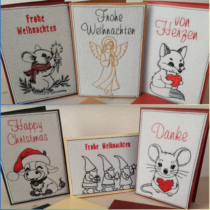 Karten Set Weihnachten Danke Von Herzen Maus Wichtel Fuchs Santa Kalb Engel 9x14 10x16