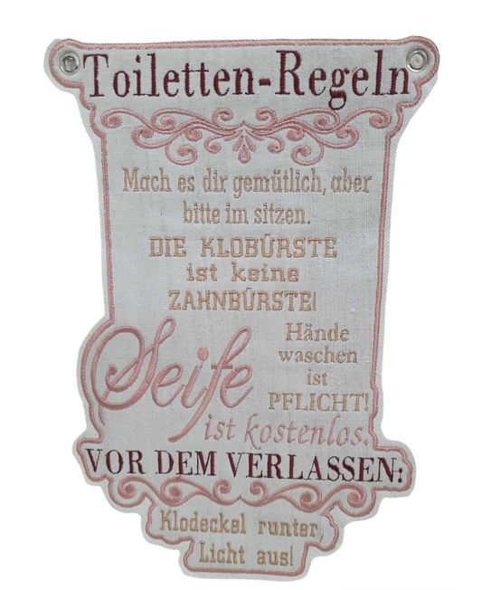 Schild Toiletten Regeln in Shabby Look 20x30