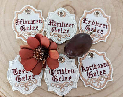 Schilder Marmelade Gelee ITH 4x7, 9x10 Himbeer Beeren Pflaumen Erdbeer Quitten Aprikosen Blanko