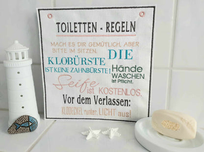 Toilettenregeln Schild 3 Größen 16x18, 20x22, 24x26