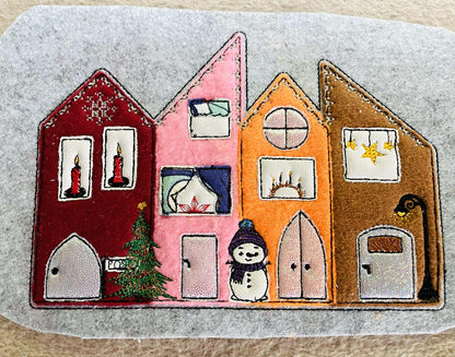 Applikation Häuserreihe 4 Jahreszeiten Winter Adventszeit Weihnachten 6 Größen ab 13x18