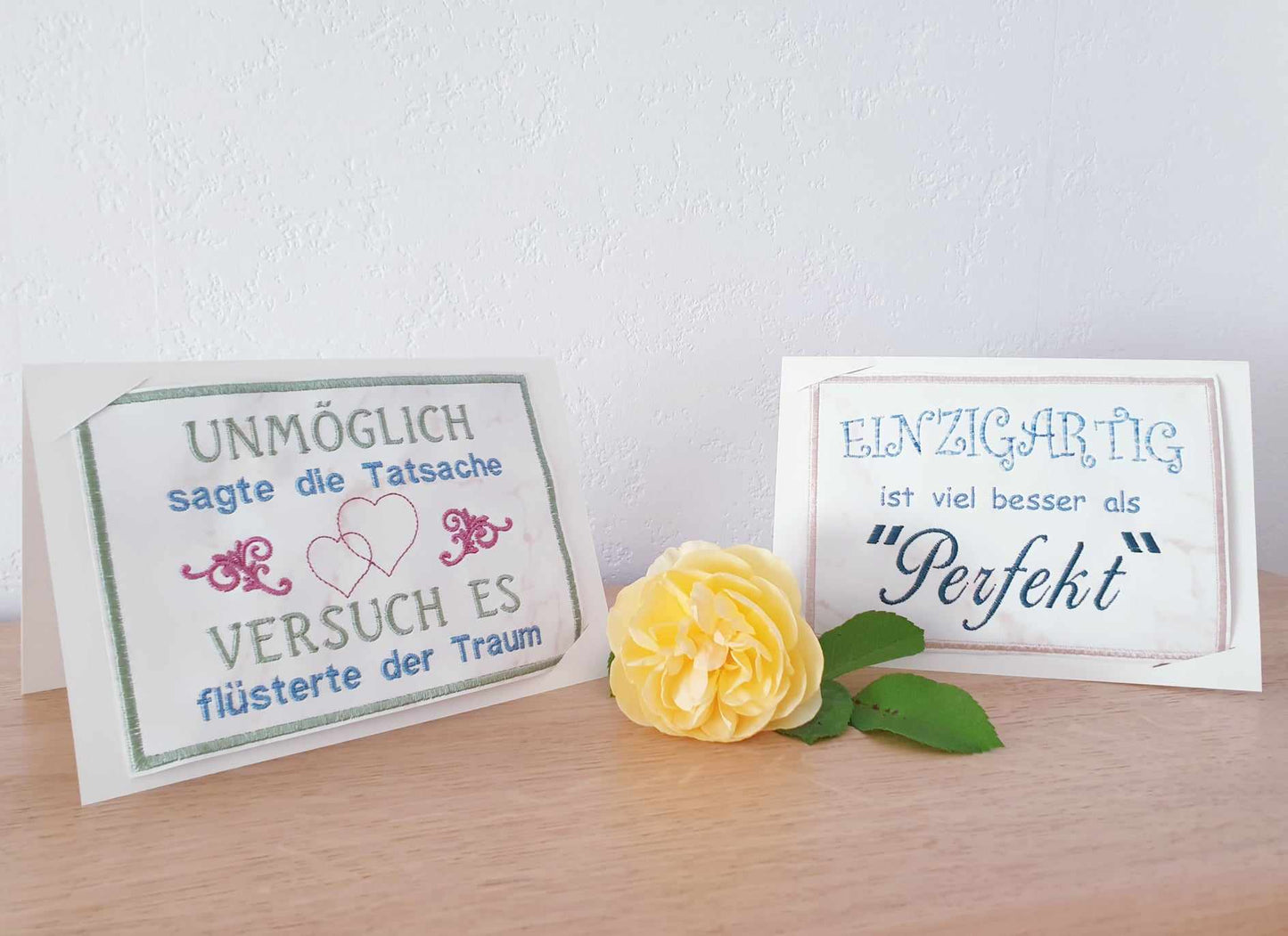 Karten Set 13x18 Schild Einzigartig Perfekt Versuch es Traum Unmöglich