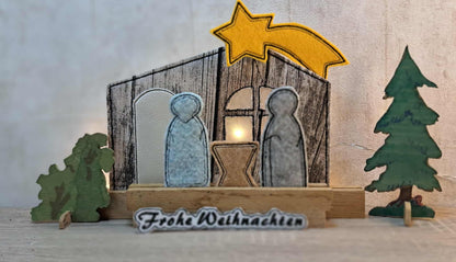 Krippe to go ITH 13x18 Applikation Klötzchen Datei Maria Josef Jesus