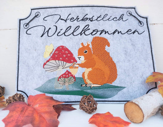 Herbstmotiv Eichhörnchen mit Pilz Set NullEuroDatei