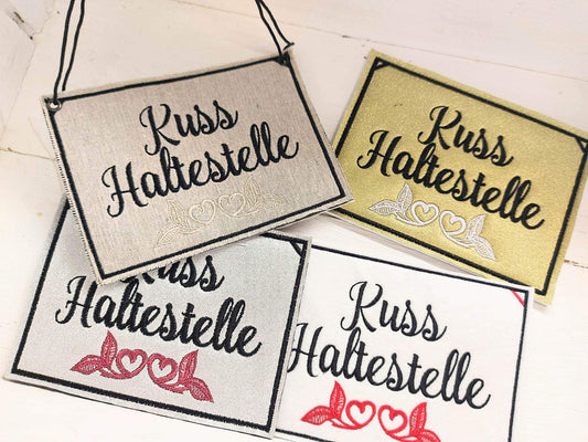 Kuss Haltestelle Schilder Set ITH 10x10 bis 24x36 Blanko